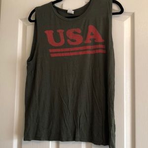 Olive and red tank